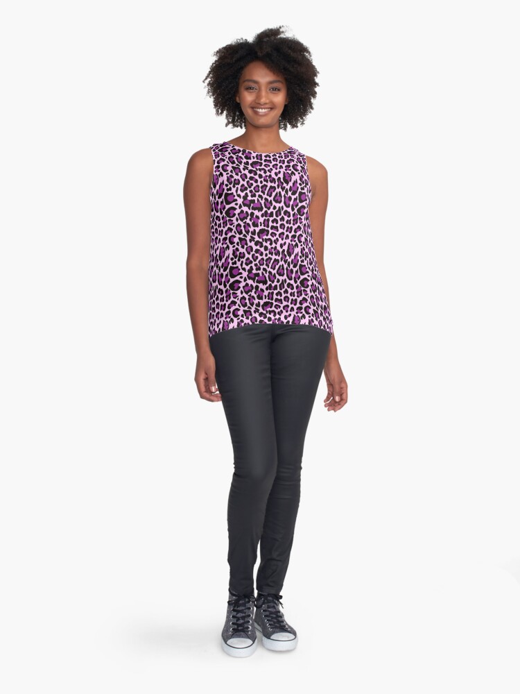 Girly Purple Pink Leopard Print  Sleeveless Top for Sale by