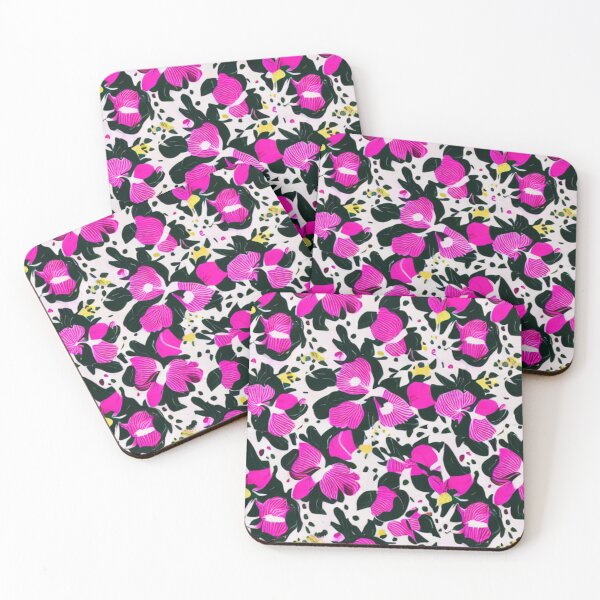 Item preview, Purple flower patterns, black petals and white background designed and sold by ArteEterno.