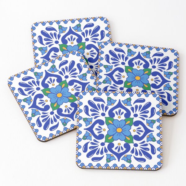 Item preview, Blue Floral Talavera Pattern Mexican Tile designed and sold by Francielandia.