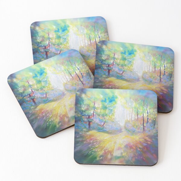 Item preview, Follow the Hart, woodland path, rainbow colours and white stag designed and sold by Gill Bustamante.