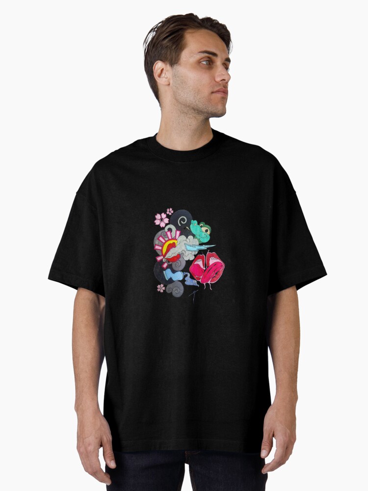 Thumbnail 1 of 7, Oversized T-Shirt, New George Clooney "Kans slip Kiss" Graffiti Coloring Design designed and sold by Cracker3.