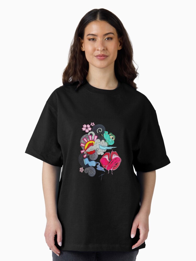 Thumbnail 2 of 7, Oversized T-Shirt, New George Clooney "Kans slip Kiss" Graffiti Coloring Design designed and sold by Cracker3.