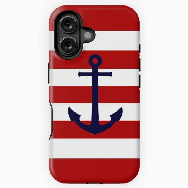 Item preview, Nautical Navy Blue Anchor On Red Stripes designed and sold by rewstudio.