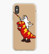 Einhorn Katze Reiten Blitz T-Rex iPhone-Hülle & Cover