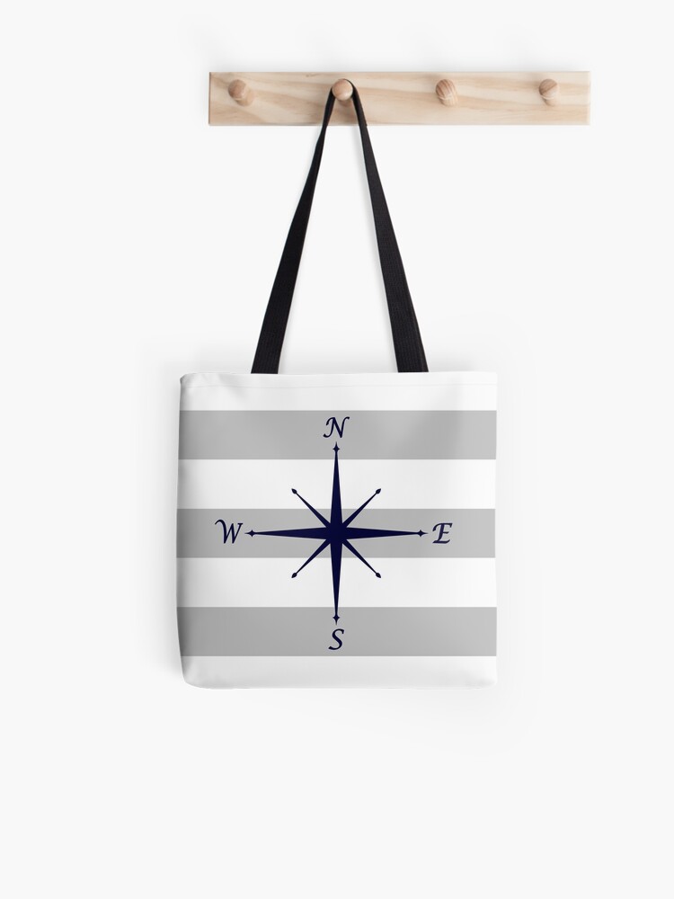 blue and white striped tote bag