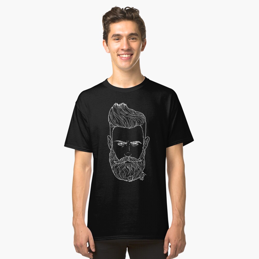Handsome bearded bear hipster man Classic T-Shirt
