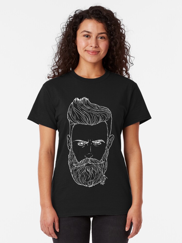 Alternate view of Handsome bearded bear hipster man Classic T-Shirt