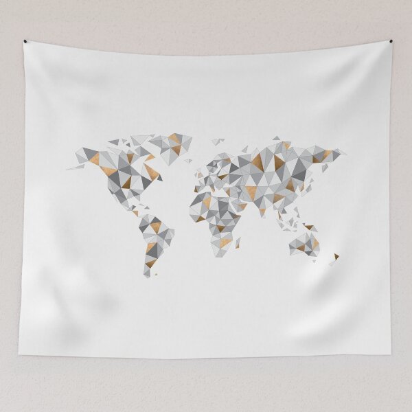 Item preview, worldmap / world map abstract triangles / bronze gray designed and sold by zabrinaz.