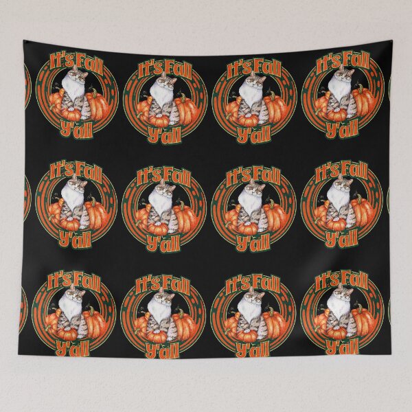 Item preview, It's Fall Y'all (Cat and Pumpkins) designed and sold by SimplyMe-Plus.