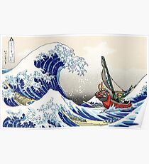 The Legend of Zelda - Hokusai Wave Poster