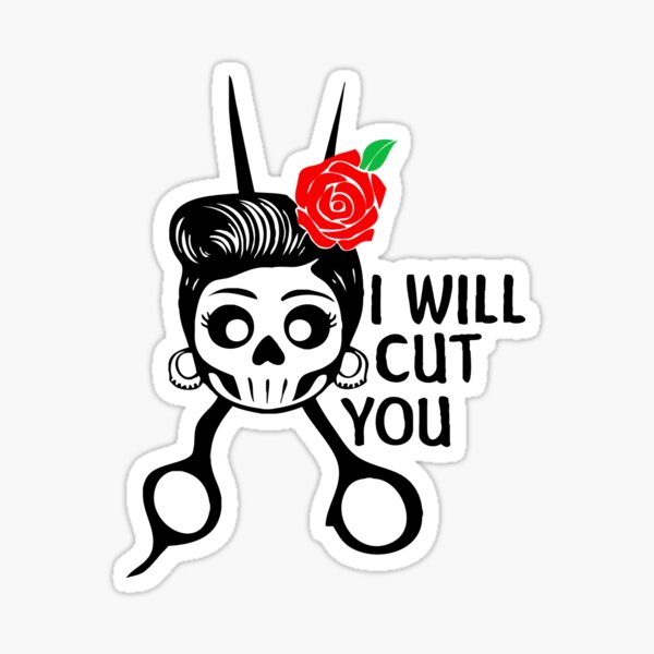 Hairdresser Skull Bow Scissors Vinyl Decal Sticker