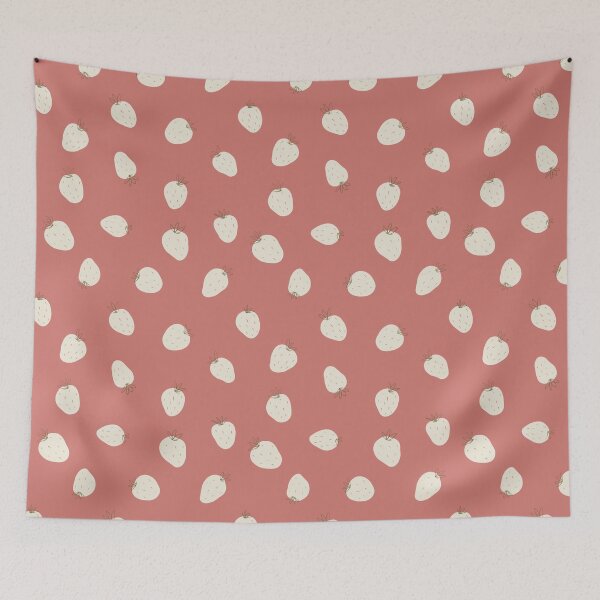 Item preview, Minimalist garden - White Strawberries in light red designed and sold by TheMirwoForest.