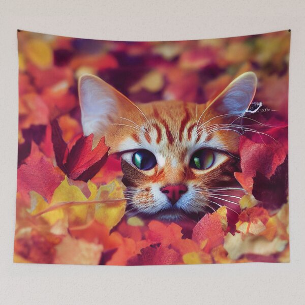 Item preview, Cut Cat in Colorful Leaves designed and sold by Staibshine.