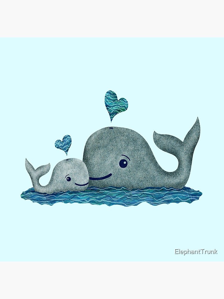 Cute Mom And Baby Whale With Blue Heart Tote Bag By Elephanttrunk Redbubble