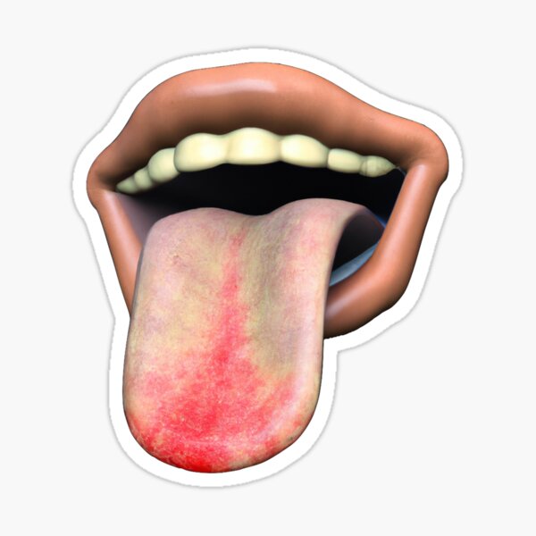 Pegatina «Extraña representación 3D de una lengua que sobresale de la boca» de winterswinner