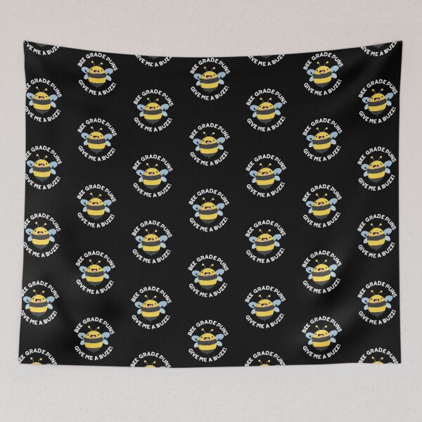 Item preview, Bee Grade Puns Give Me A Buzz Puns (Dark BG) designed and sold by punnybone.
