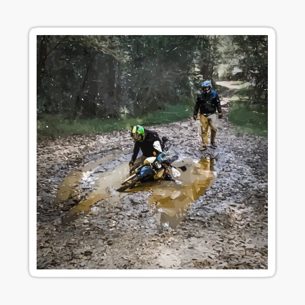 Motorcycle in the Mud (Digital Artwork) Sticker