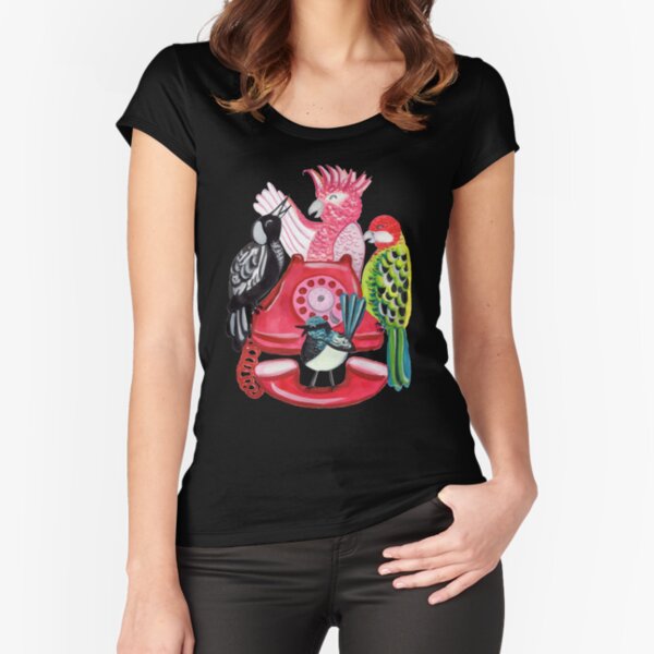 Four Calling Birds (12 Days of Christmas) | Pink Fitted Scoop T-Shirt