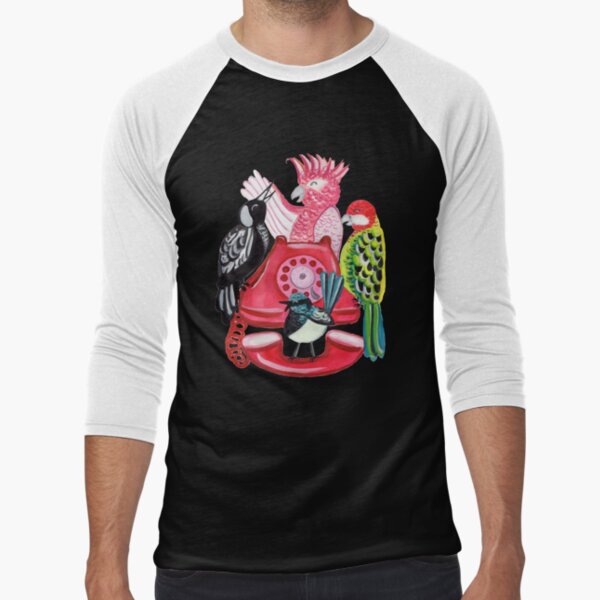 Four Calling Birds (12 Days of Christmas) | Pink Baseball ¾ Sleeve T-Shirt