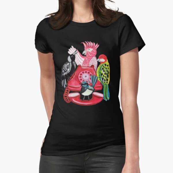 Four Calling Birds (12 Days of Christmas) - Pink Fitted T-Shirt