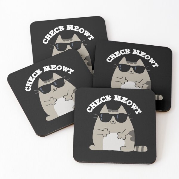Item preview, Check Meowt Funny Cool Cat Puns (Dark BG) designed and sold by punnybone.