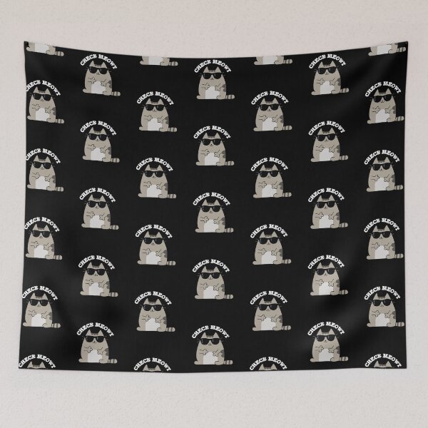 Item preview, Check Meowt Funny Cool Cat Puns (Dark BG) designed and sold by punnybone.