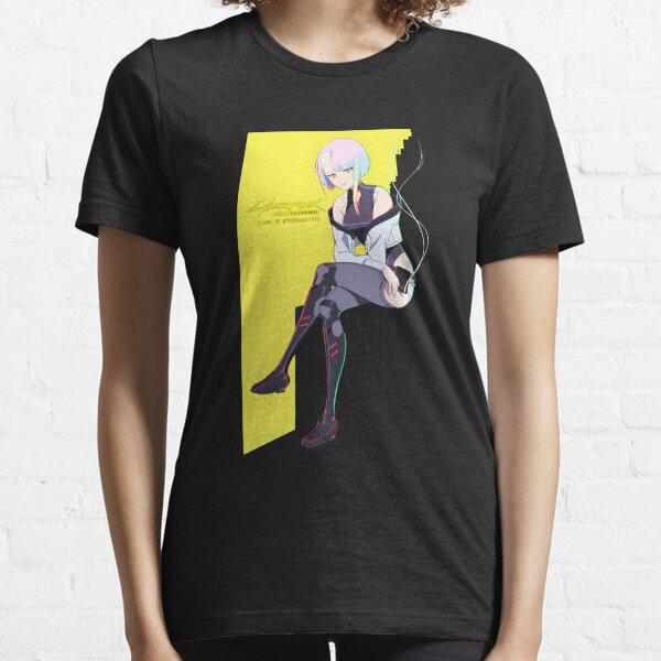 Lucy - Cyberpunk Anime Girl Unisex AOP Cut & Sew T-shirt - kawaiiwaru