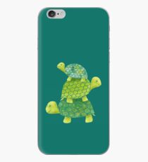 Cute Turtle Stack in Teal, Lime Green and Turquoise iPhone Case