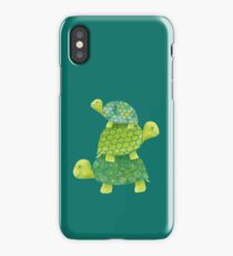 Cute Turtle Stack in Teal, Lime Green and Turquoise iPhone Case