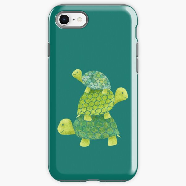 Cute Turtle Stack in Teal, Lime Green and Turquoise iPhone Tough Case