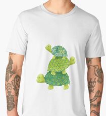 Cute Turtle Stack in Teal, Lime Green and Turquoise Men's Premium T-Shirt