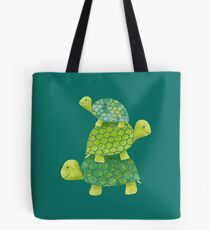 Cute Turtle Stack in Teal, Lime Green and Turquoise Tote Bag