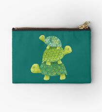 Cute Turtle Stack in Teal, Lime Green and Turquoise Studio Pouch