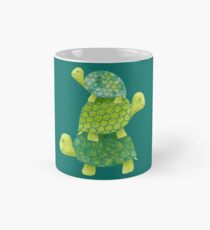 Niedlicher Schildkröten-Stapel in Teal, Limones Grün und Türkis Tasse (Standard)