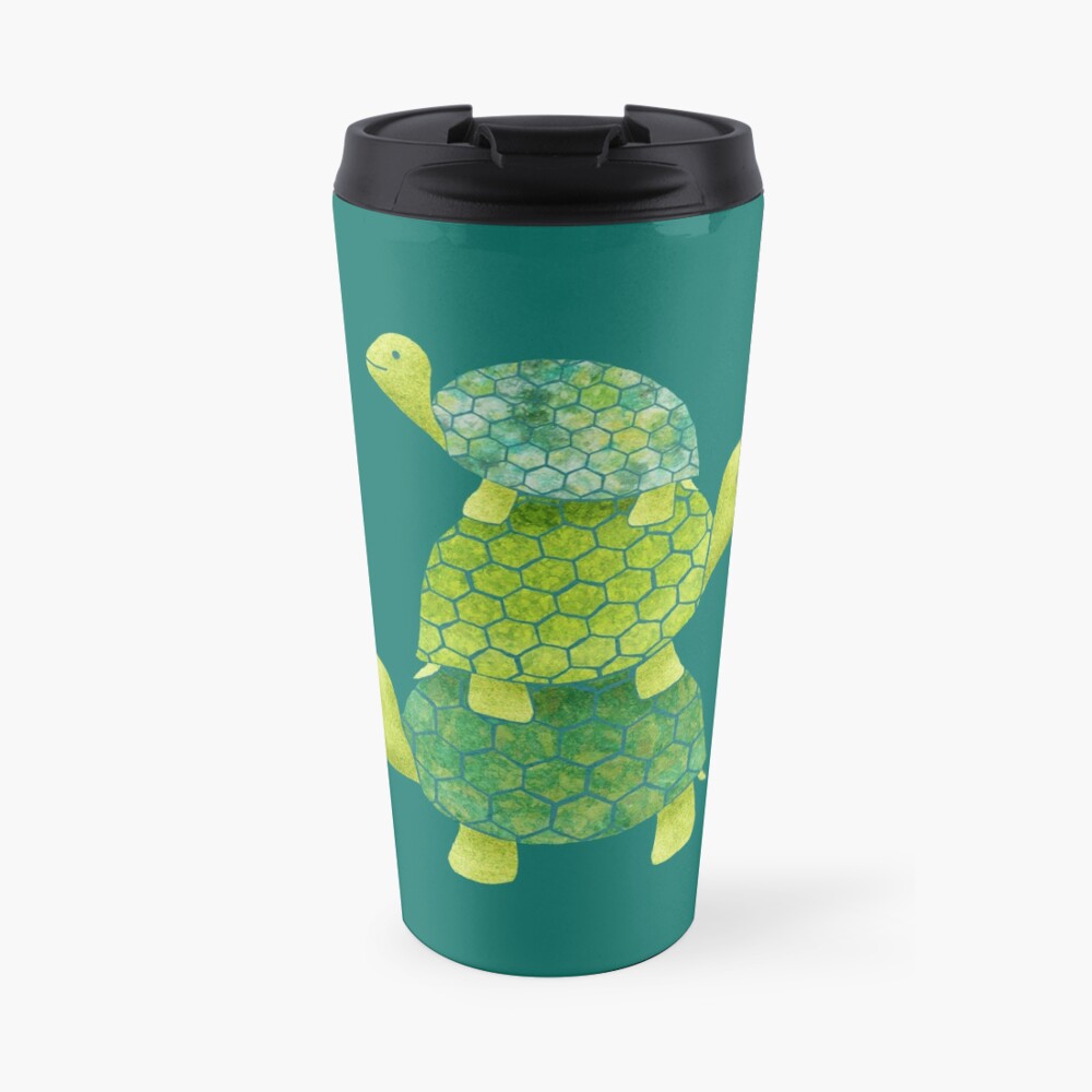 Cute Turtle Stack in Teal, Lime Green and Turquoise Travel Mug