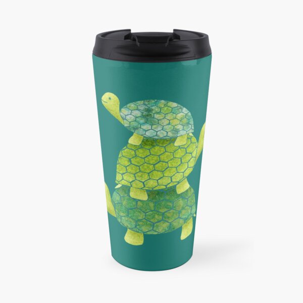 Cute Turtle Stack in Teal, Lime Green and Turquoise Travel Mug