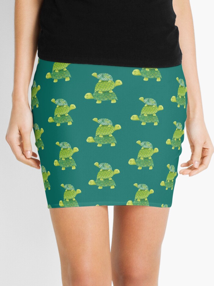 Cute Turtle Stack in Teal, Lime Green and Turquoise | Mini Skirt Cute Turtle Stack in Teal, Lime Green and Turquoise | Mini Skirt