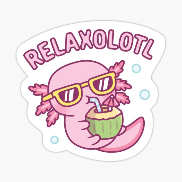 Vista previa del artículo con la obra «Cute Chilling Axolotl Relaxolotl Relax A Lot Pun», diseñado y vendido por rustydoodle.