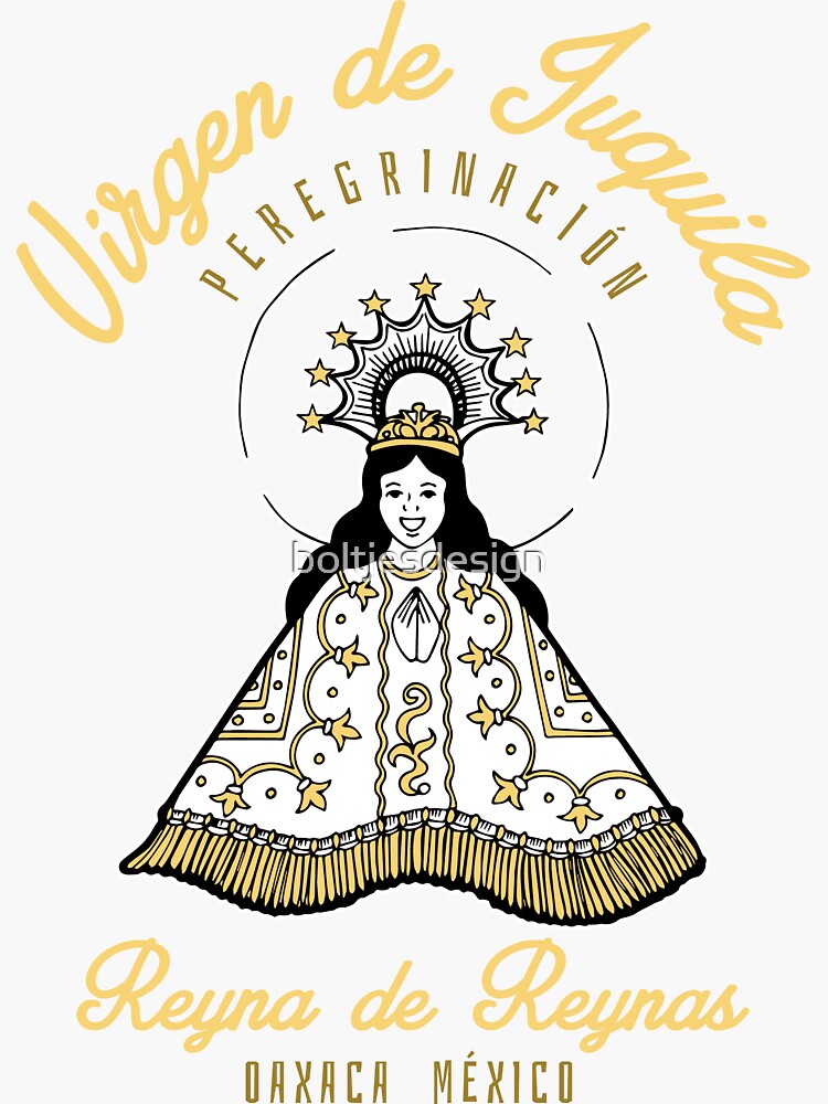 Pegatina for Sale con la obra «Virgen de Juquila Peregrinación Blanco»  de boltjesdesign