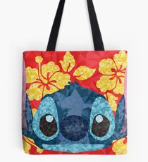 Geometric Stitch with Hawaiian Flowers Tote Bag