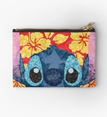 Geometric Stitch with Hawaiian Flowers Studio Pouch