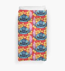 Geometric Stitch with Hawaiian Flowers Duvet Cover