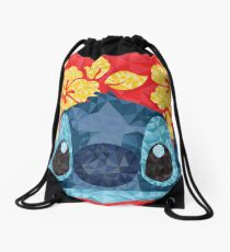 Geometric Stitch with Hawaiian Flowers Drawstring Bag