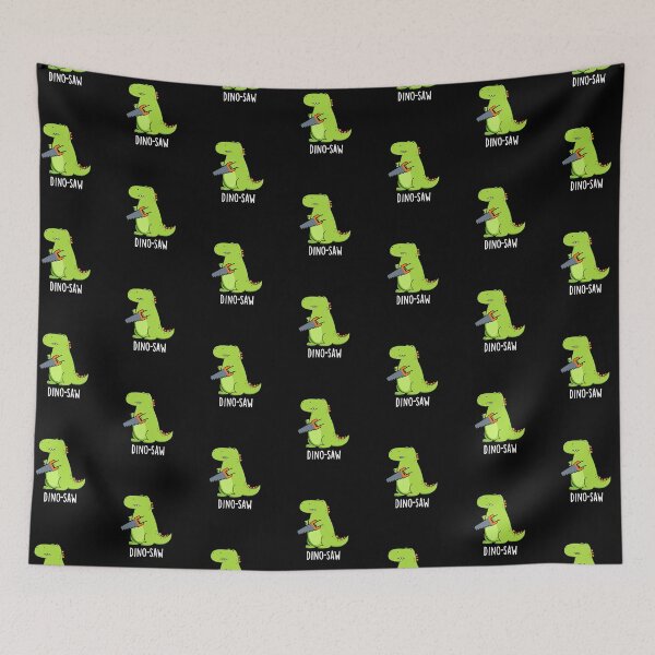 Item preview, Dino-saw Funny Dinosaur Tool Puns (Dark BG) designed and sold by punnybone.