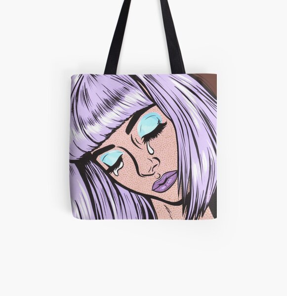 Lilac Bangs Crying Girl All Over Print Tote Bag