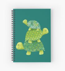 Cute Turtle Stack in Teal, Lime Green and Turquoise Spiral Notebook