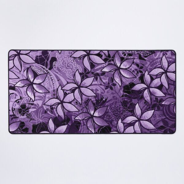 Vista previa del artículo con la obra «Impresión de Plumeria tribal hawaiana de tinta morada», diseñado y vendido por sunnthreads.