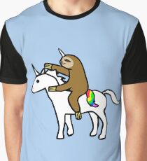 Slothicorn Riding Unicorn Graphic T-Shirt