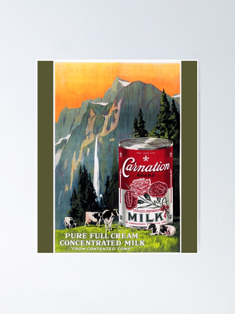 "CARNATION Full Cream Evaporated Milk Vintage Food Advertisement Art