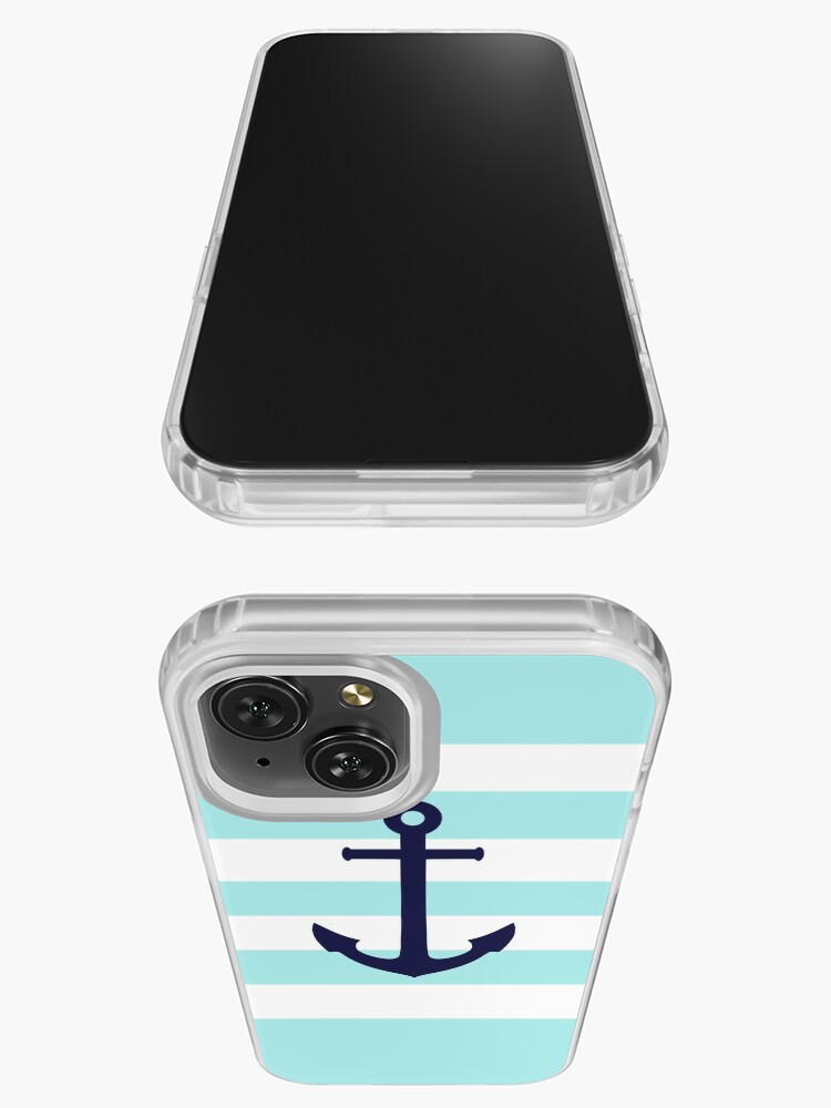 Custom Anchor iPhone 14 Case Nautical Navy Stripe 